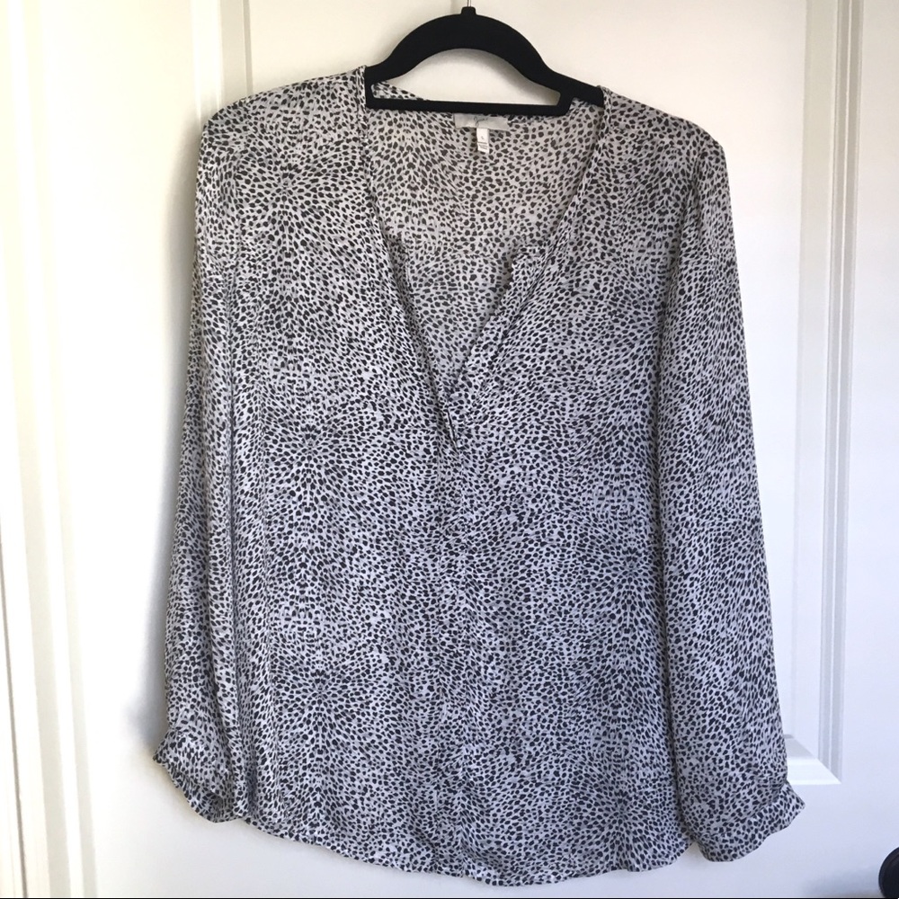 [Sold] Joie Black & White Silk Blouse Size S